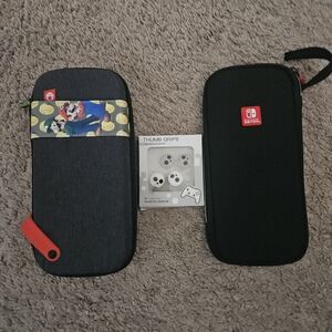 Nintendo Switch Case Set - Black and Gray with Red Accents